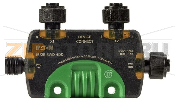 T-Connector SWD, модуль ввода/вывода IP69K, 24 В пост. тока, M12 Eaton EU2E-SWD-4DD 