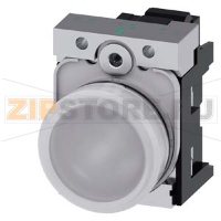 СВЕТОВОЙ ИНДИКАТОР, 22MM, КРУГЛЫЙ, МЕТАЛЛИЧЕСКИЙ ГЛЯНЦЕВЫЙ, БЕЛЫЙ МАТОВЫЙ РАССЕИВАТЕЛЬ, С ДЕРЖАТЕЛЕМ, МОДУЛЬ ПОДСВЕТКИ С ИНТЕГРИРОВАННЫМ СВЕТОДИОДОМ 24V AC/DC,  ПРУЖИННЫЕ КЛЕММЫ, С ГРАВИРОВКОЙ ЛАЗЕРОМ, SYMBOL NUMBER ACC. TO, ISO7000 OR IEC60417 Siemens 3S