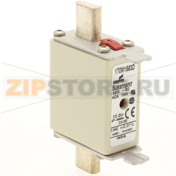Предохранитель, 40 A, AC 690 В, 200 кА, DIN 000, gR, DIN, IEC Eaton FUSE 40A 690V gR DIN 000 HSDNH 