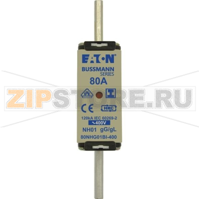 Предохранитель, 80 A, AC 400 В, 120 кА, NH01, gL/gG, IEC Eaton NH FUSE 80A 400V GG SIZE 01 