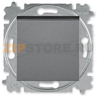 Выключатель кнопочный, одноклавишный, сталь/дымчатый чёрный ABB 2CHH599145A6069