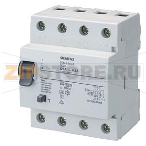 УСТРОЙСТВО ЗАЩИТНОГО ОТКЛЮЧЕНИЯ SEL ТИП=А Iном.=125А 4-ПОЛЮСНОЕ Iодн.=300мА Uном.=400В АС ШИРИНА=4 МОД. УСТ.ГЛУБИНА=70 ММ Siemens 5SM3645-8 