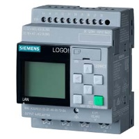 LOGO! 12/24RCE, logic module, display PS/I/O: 12/24VDC/relay, 8 DI (4 AI)/4 DQ, memory 400 blocks, modular expandable, Ethernet, integrated web server, data log, user-defined web pages, standard microSD card for LOGO! Soft Comfort V8.3 or higher, older pr