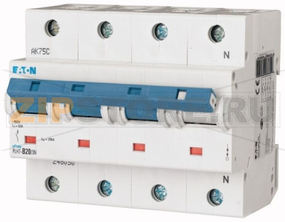 Выключатель автоматический 20А, кривая откл. D, 3+N полюса, откл. способ. 25 кА Eaton PLHT-D20/3N 