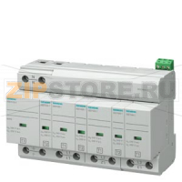 КОМБИНИР.ОГРАНИЧИТЕЛЬ ПЕРЕНАПРЯЖЕНИЙ ТИП 1 + 2 REQ. CATEGORIES B+C, UC 350V PLUG-IN PROTECTION BLOCKS 4ПОЛ. , 3+1 CIRCUIT ДЛЯ TN-S AND TT SYSTEMS W. REMOTE DISPLAY Siemens 5SD7444-1