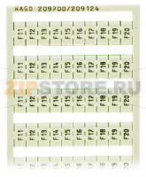 Маркировочная карта WSB; в картах; МАРКИРОВАНО; F1, ..., F10 (10x); not stretchable; Вертикальная маркировка; с креплением на защелке; белые Wago 209-787