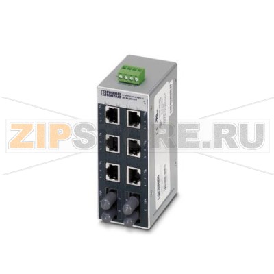 Коммутатор Ethernet Phoenix Contact FL SWITCH SFN 6TX/2FX ST 6 портов TP-RJ45, 2 порта для оптоволоконного кабеля, 100 Мбит/с дуплексный режим, конструкция ST-D, автоопределение скорости передачи данных - 10 или 100 Мбит/с (RJ45), функция Autocrossing.Минимальный заказ: 1 шт.Упаковка: 1 шт.