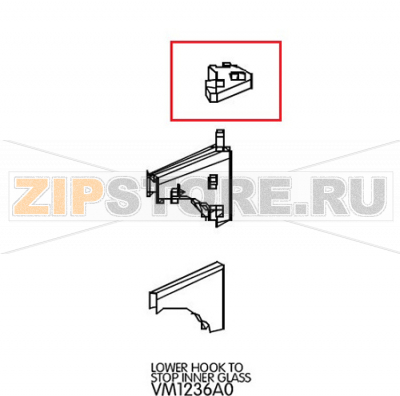 Lower hook to stop inner glass Unox XBC 605  Lower hook to stop inner glass Unox XBC 605Запчасть на деталировке под номером: 94Название запчасти на английском языке: Lower hook to stop inner glass Unox XBC 605