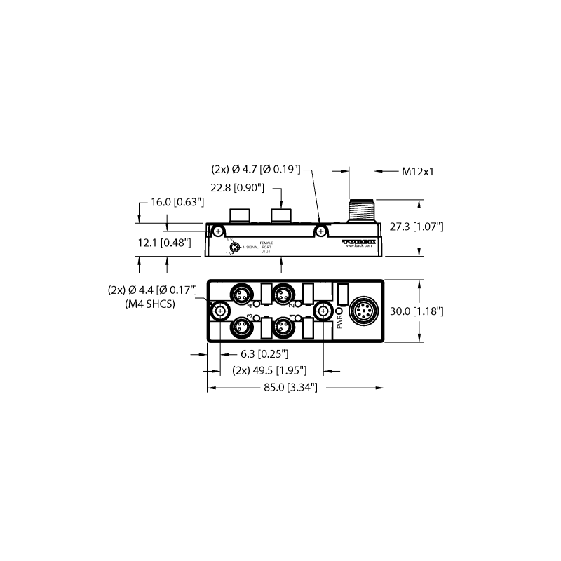 Коробка распределительная, пассивная, 4 порта Turck TB-4M8M-3P2-FS8 