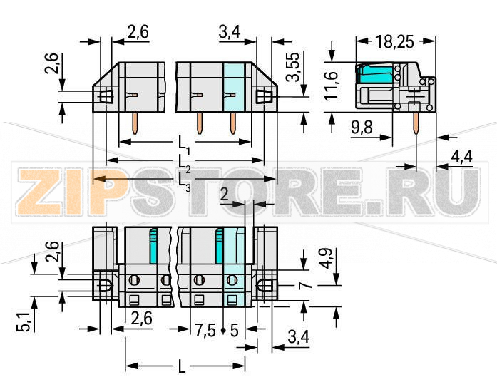 MCS MIDI Розетка под пайку THT; 0.6 x 1.0 mm solder pin; угловые; 100% защита от неправильного подсоединения; Проходной фланец; Шаг контактов 7,5 мм; 4-пол.; светло-серые Wago 722-834/047-000 Встроенные тестовые порты для тестовых штекеров O 2 ммДля соединений "провод-провод" и "плата-провод"Выходы под печатные платы с защитой от касанияЛегко идентифицируемые входы и выходы печатной платы100% защита от неправильного подсоединенияВозможны варианты кодировки...