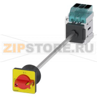 Главный выключатель 3-пол., Iu 40A рабоч.коммутация при AC-23 A при 400В 15,0кВт панель уст. базовая устан. в дверь с центр. отверст. 22,5мм ручка черный красный/желтый 48 x 48мм с доп. конт. 1NO+1NC Siemens 3LD3340-1TK13