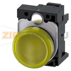 СВЕТОВОЙ ИНДИКАТОР, 22MM, КРУГЛЫЙ, ПЛАСТИК, ЖЁЛТЫЙ МАТОВЫЙ РАССЕИВАТЕЛЬ, С ДЕРЖАТЕЛЕМ, МОДУЛЬ ПОДСВЕТКИ С ИНТЕГРИРОВАННЫМ СВЕТОДИОДОМ 230V AC,  ПРУЖИННЫЕ КЛЕММЫ, С ГРАВИРОВКОЙ ЛАЗЕРОМ, SYMBOL NUMBER ACC. TO, ISO7000 OR IEC60417 Siemens 3SU1106-6AA30-3AA0- 