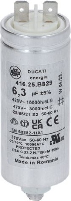 CAPACITOR 6.3uF FASTON DOUBLE END PIECE 