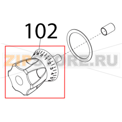 Manopola numer. perno D.12 mm Sirman Mirra 300 Y09 Manopola numer. perno D.12 mm Sirman Mirra 300 Y09Запчасть на деталировке под номером: 102