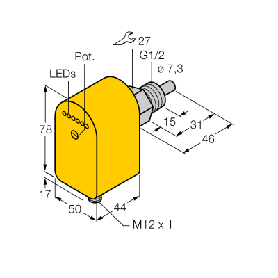 Датчик потока погружного типа с оценочной электроникой Turck FCS-G1/2A4P-LIX-H1141 