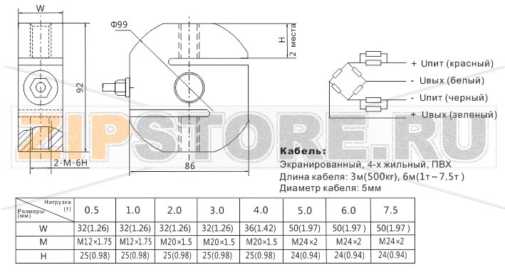 Тензодатчик Zemic BM3-C3-1t-6B Тензометрический датчик веса S-образный Zemic BM3-C3-1t-6BНагрузка: 1 t Материал исполнения: нержавеющая сталь Класс защиты: IP68