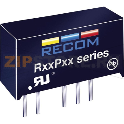 Преобразователь DC/DC, печатный монтаж, 5 В/DC, 12 В/DC, 84 mA, 1 Вт Recom R05P12S/R8 