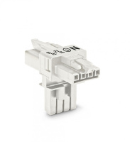 T-distribution connector; 4-pole; Cod. A; 1 input; 2 outputs; 2 locking levers; white Wago 890-676