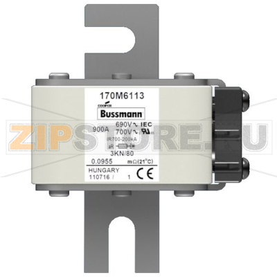 Предохранитель, 900 A, AC 690 В, size 3, 74x92x111 мм, aR, IEC Eaton FUSE 900A 690V 3KN/80 AR 