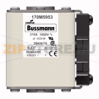 Предохранитель, 315 A, AC 1000 В, 150 кА, size 2, 59x77x75 мм, aR, IEC UL Eaton FUSE 315A 1000