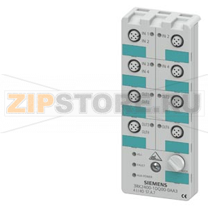 AS-I КОМПАКТН.МОДУЛЬ K60, IP67, A/B-SLAVE (SPEC 3.0), DIGITAL, 4DI/4DO, 4X INPUT ДЛЯ SENSOR (MECHAN., 2-WIRE, 3-WIRE), PNP, SENSOR SUPPLY ОТ  U_ASI MAX. TOTAL 200MA, 4 X OUTPUT OUTPUT SUPPLY DC 24V, 8 X M12-SOCKET Y-II-ASSIGNMENT, MOUNTING PLATE 3RK19010C 