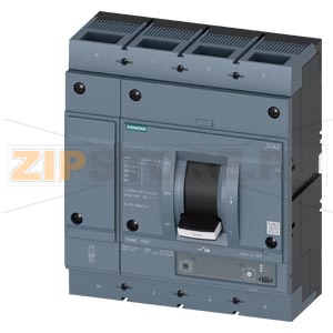 Автоматический выключатель 3VA2 IEC Frame 1000 Switching capacity class H Icu=85 kA @ 415 V 4-pole, system protection ETU340, ELISA LI, In=1000 A Overload protection Ir=400 A...1000 A short-circuit protection Ii=10 x In N-conductor protection adjustable ( 