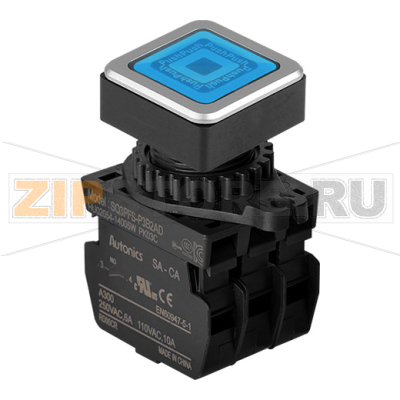 Выключатель кнопочный, головка: квадратная, Ø отверстия: 30 мм Autonics SQ3PFS-P3B2ALM 