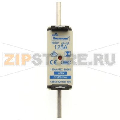 Предохранитель, 125 A, AC 400 В, 120 кА, NH01, gL/gG, IEC Eaton NH FUSE 125A 400V GG/GL SIZE 01 IMG 