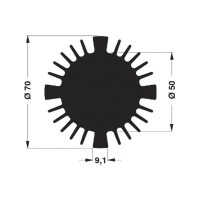 Радиатор для светодиодов, алюминиевый, 1.35 К/Вт, 70x50 мм Fischer Elektronik SK 570 50 SA