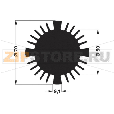 Радиатор для светодиодов, алюминиевый, 1.35 К/Вт, 70x50 мм Fischer Elektronik SK 570 50 SA 