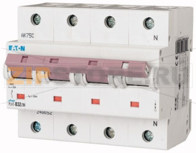 Выключатель автоматический 32А, кривая откл. D, 3+N полюса, откл. способ. 25 кА Eaton PLHT-D32/3N 