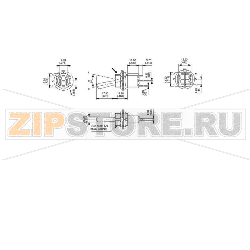 Тумблер 250 В/AC, 3 А, 1 x вкл/выкл/вкл, без фиксации, 1 шт APEM 5637MA 