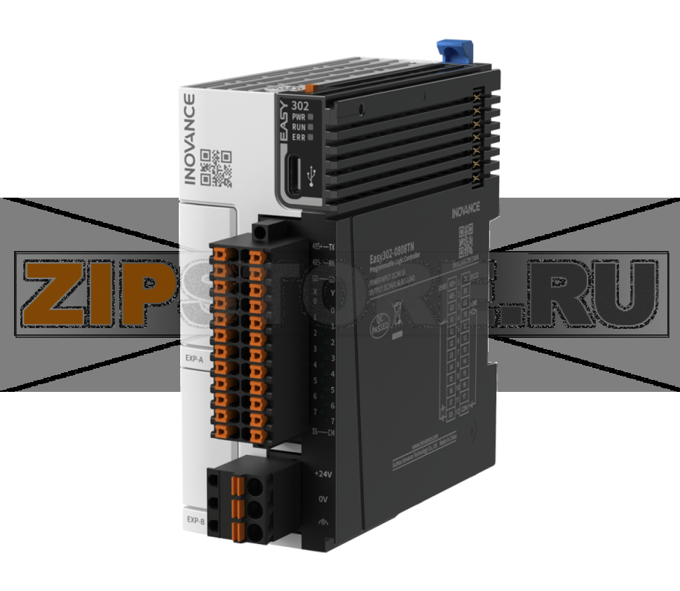 Контроллер 24 В/DC, 8xDI (NPN/PNP), 8xDO (NPN), 1xRS232, 1xRS485, 1xType-C, 5 осей, CAM, 2xGE20, 16xGL20, IP20 Inovance Easy302-0808TN-INT 