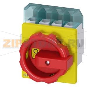 АВАРИЙНЫЙ ГЛАВНЫЙ УПРАВЛЯЮЩИЙ ПЕРЕКЛЮЧАТЕЛЬ 4-ПОЛЮСНЫЙ IU=32, P/AC-23A AT 400V=11, 5KW, ДЛЯ ФРОНТАЛЬНОГО МОНТАЖА, МОНТАЖ ПОСР. 4 ОТВЕРСТИЙ ПОВОРОТНЫЙ ИСП. МЕХАНИЗМ КРАСН\ЖЕЛТ. Siemens 3LD2203-1TL53 