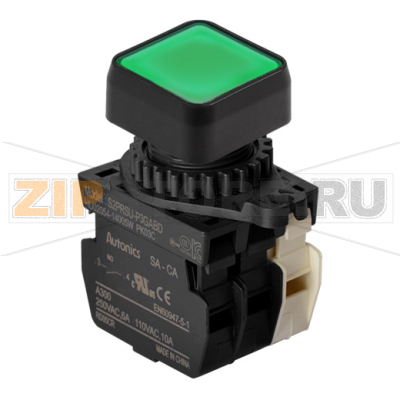 Выключатель кнопочный, Ø отверстия: 22/25 мм Autonics S2PRSU-P3GABL 