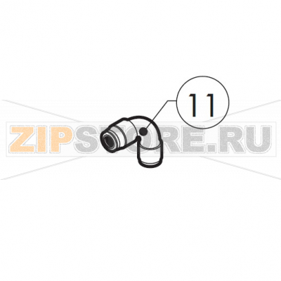 Elbow middling pipe fitting D.10 Lainox MVE051P                                                                 Elbow middling pipe fitting D.10 Lainox MVE051PЗапчасть на сборочном чертеже под номером: 11Название запчасти на итальянском языке языке: Elbow middling pipe fitting D.10 Lainox MVE051P
