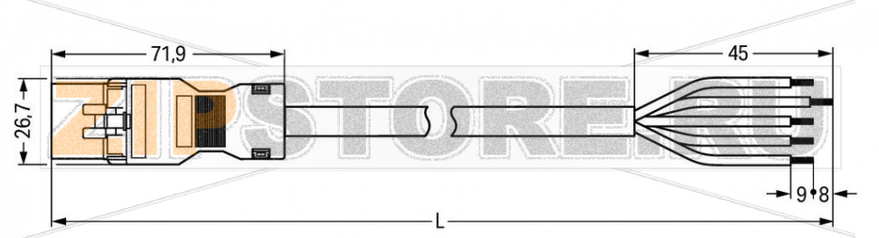 pre-assembled connecting cable; Eca; Plug/open-ended; 5-pole; Cod. A; H05Z1Z1-F 5G 1.5 mm; 7 m; 1,50 mm; black Wago 891-8995/216-701 Protected against mismating and maintenance-freeLow profile with 4.4 mm pole spacing...