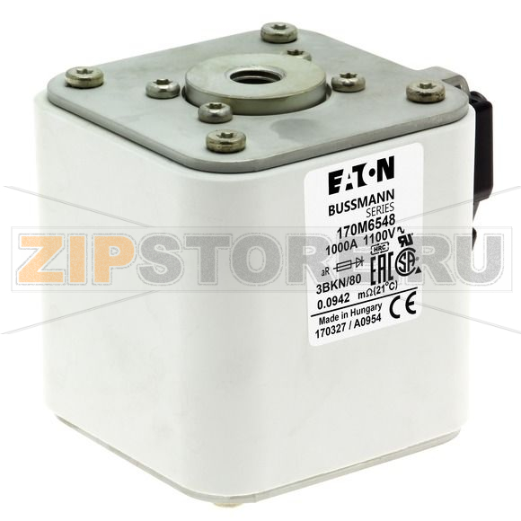 Предохранитель, 1000 A, AC 1100 В, 200 кА, size 3, 76x92x83 мм, aR, IEC UL Eaton FUSE 1000A 11 
