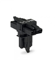 T-distribution connector; 4-pole; Cod. A; 1 input; 2 outputs; 3 locking levers; for flying leads; black Wago 890-627