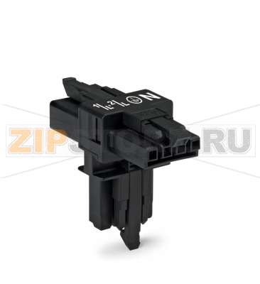 T-distribution connector; 4-pole; Cod. A; 1 input; 2 outputs; 3 locking levers; for flying leads; black Wago 890-627 Protected against mismating and maintenance-freeLow profile with 4.4 mm pole spacing...