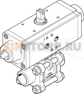 Кран шаровой с приводом Festo VZBA-3/8&quot;-WW-63-T-22-F0304-V4V4T-PS15-R-90-4-C 