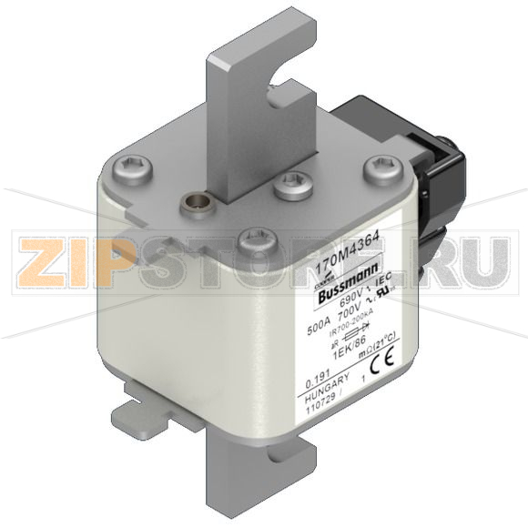 Предохранитель, 500 A, AC 690 В, 200 кА, size 1, 53x69x111 мм, aR, IEC Eaton FUSE 500A 690V 1EK 