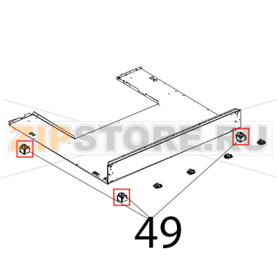 Piedino 35x35, H26, plastica and gomma grigio Unox XBC 815G Piedino 35x35, H26, plastica and gomma grigio Unox XBC 815GЗапчасть на деталировке под номером: 49