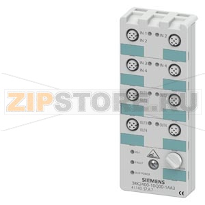 AS-I КОМПАКТН.МОДУЛЬ K60, IP67, A/B-SLAVE (SPEC 3.0), DIGITAL, 4DI/4DO, 4X INPUT ДЛЯ SENSOR (MECHAN., 2-WIRE, 3-WIRE), PNP, SENSOR SUPPLY ОТ  DC24V MAX. TOTAL 200MA, 4 X OUTPUT OUTPUT SUPPLY DC 24V, 8 X M12-SOCKET Y-II-ASSIGNMENT, MOUNTING PLATE 3RK19010C 