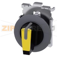 АКТУАТОР ПОВОРОТНОГО ПЕРЕКЛЮЧАТЕЛЯ С ВОЗМОЖНОСТЬЮ ПОДСВЕТКИ, 30MM, КРУГЛ., МЕТАЛЛ МАТОВЫЙ, РУКОЯТКА КОРОТКАЯ ЧЁРНАЯ С ЖЁЛТОЙ ВСТАВКОЙ, ПЛОСКОЕ ФРОНТАЛЬНОЕ КОЛЬЦО, 3 КОММУТАЦИОННЫХ ПОЛОЖЕНИЯ: I-O-II, С ФИКСАЦИЕЙ, УГОЛ ПОВОРОТА РУКОЯТКИ 2X45 ГРАД.: 10:30Ч./