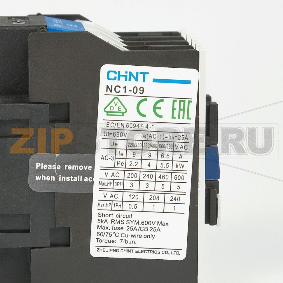 Контактор 9 А, 4 кВт, 50 Гц, 1НЗ Chint NC1-0901 