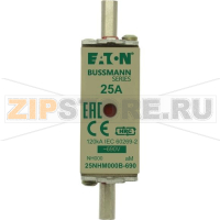 Предохранитель, 25 A, AC 690 В, 120 кА, NH000, aM, IEC Eaton NH FUSE 25AMP 690V aM SIZE 000