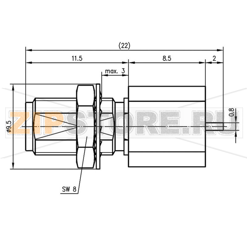 Разъем SMA, 50 Ом, 1 шт Telegärtner J01151A0451 