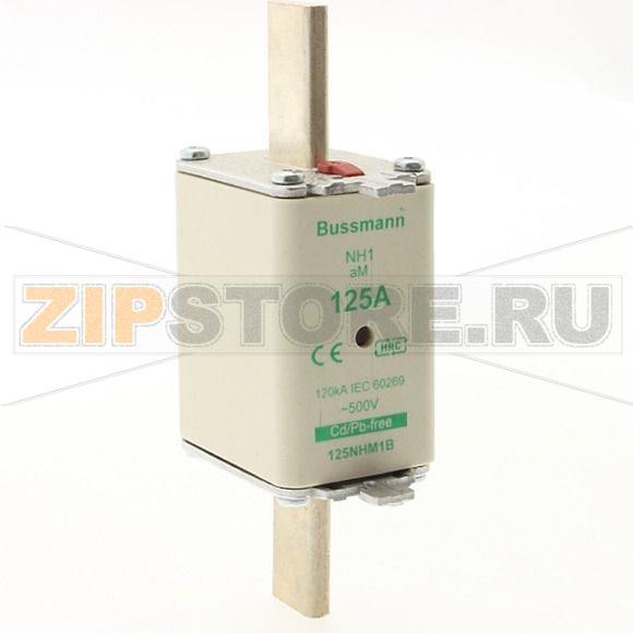 Предохранитель, 125 A, AC 500 В, 120 кА, NH1, aM, IEC Eaton NH FUSE 125AMP 500V aM SIZE 1 