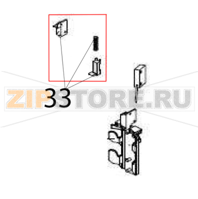 Slide blocking beaker with spring and joint plate Vema FL 2005 Slide blocking beaker with spring and joint plate Vema FL 2005Запчасть на деталировке под номером: 33